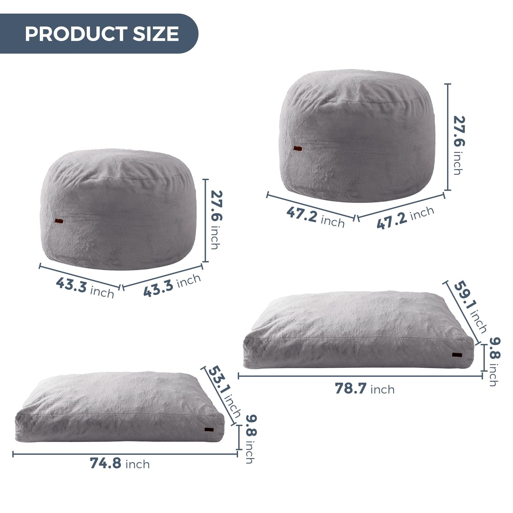 bean bag bed#color_light-grey