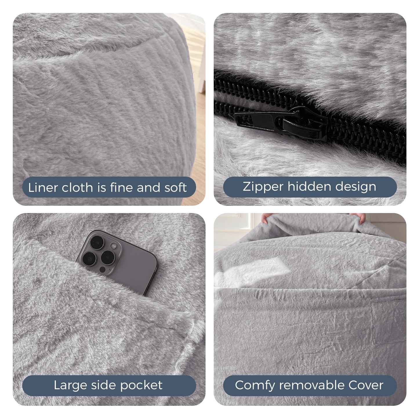 bean bag bed#color_light-grey