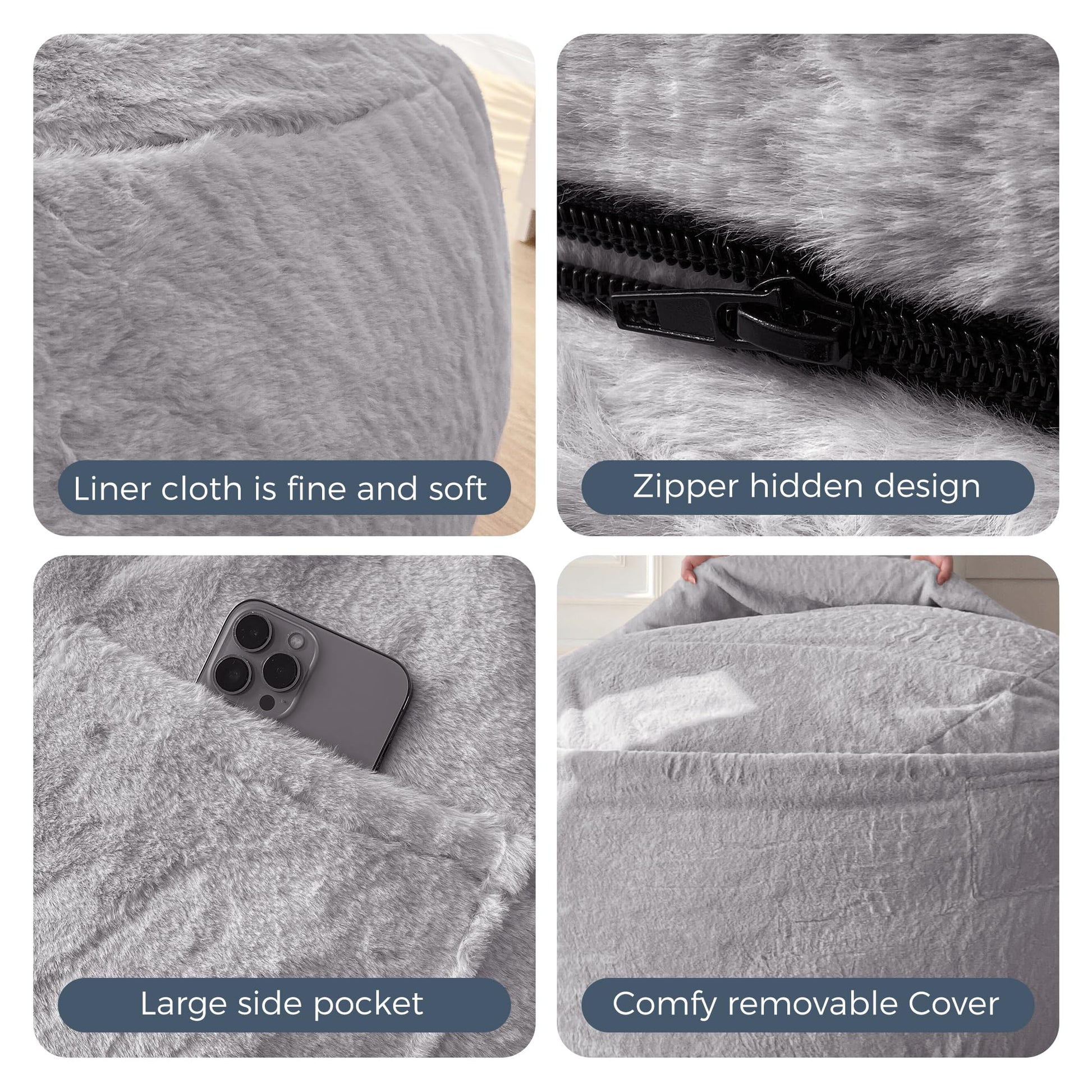 bean bag bed#color_light-grey